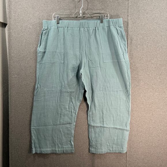 Denim & Co. Beach Petite Pull-On Cropped Pants Blue Bayou, Petite X-Large - Picture 1 of 7
